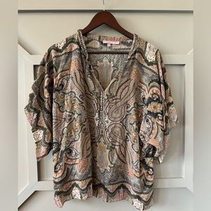 Calypso St. Barth XS Silk & Bead Blouse